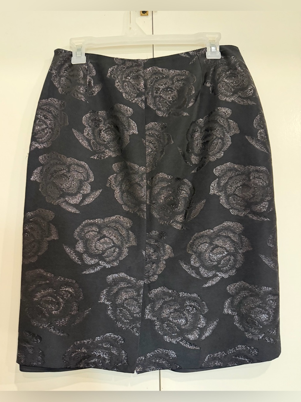 The Limited Black Floral Metallic Sparkle Pencil Skirt